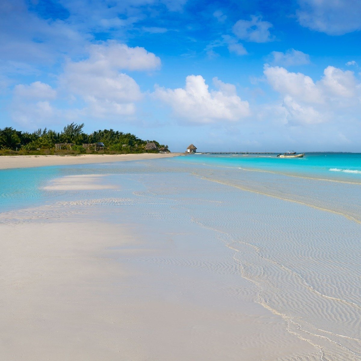 Sand Beach In Holbox, Caribbean Island, Mexico, Latin America