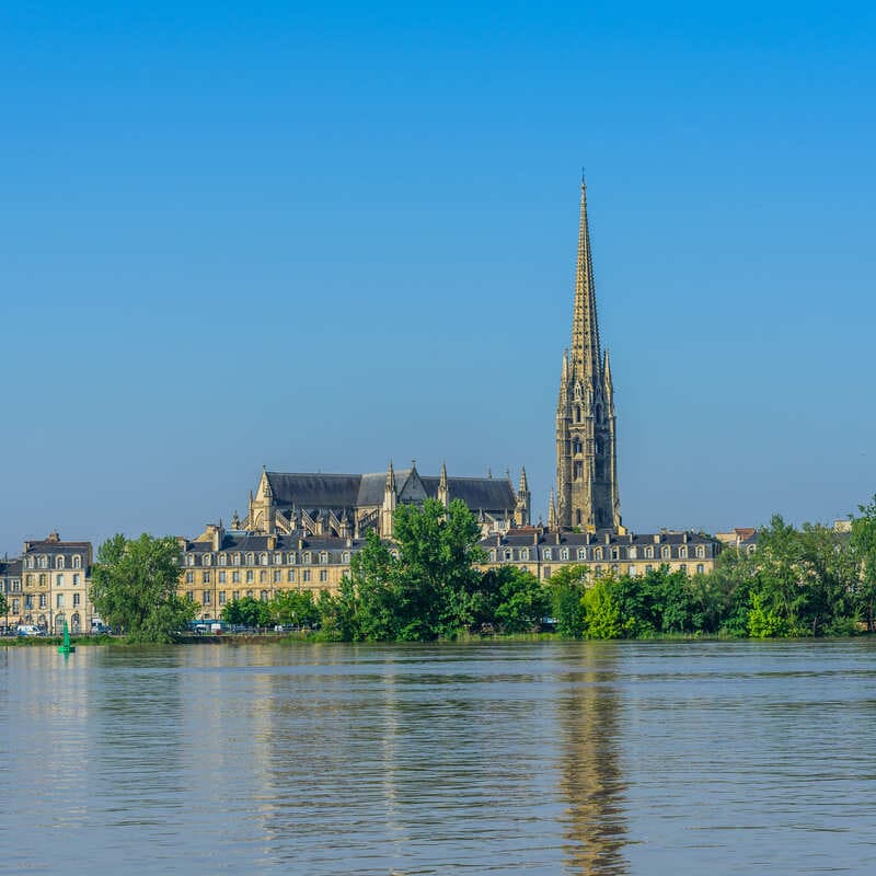 St Andrew's Cathedral In Bordeaux Seen From Across The River, France, Southern Europe