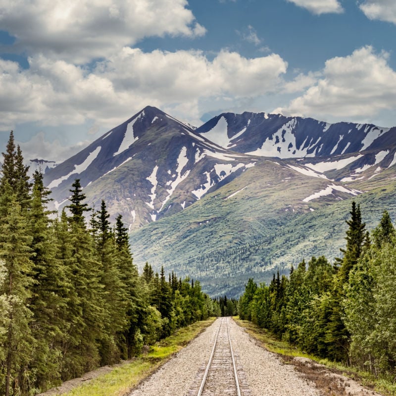 Train tracks in Alaskan wilderness