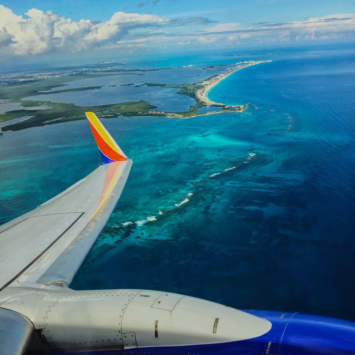 View of Cancun from a Southwest flight