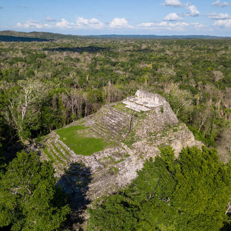 Aerial View Of The Ichkabal Pyramid In Mexico