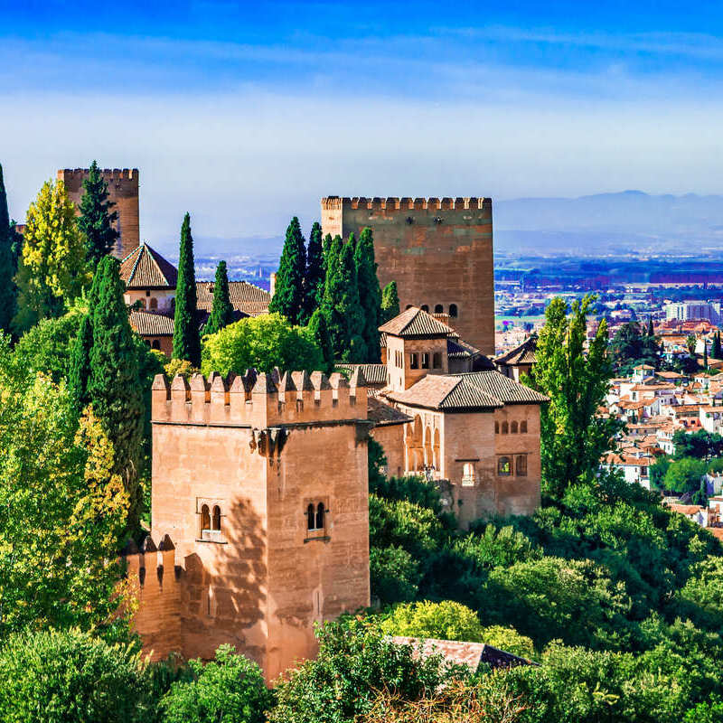 Alhambra, Fortress Built By The Moors In The City Of Granada, Andalusia, Spain