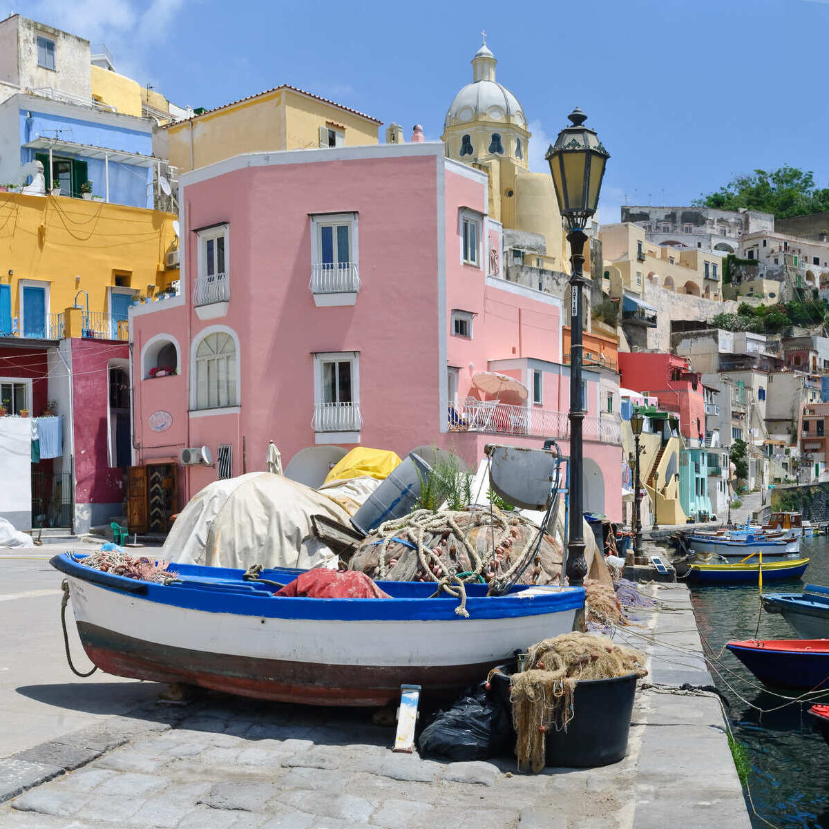 Colorful Procida Harbor, Italy, Southern Europe