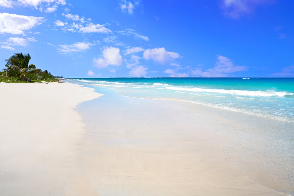 Pristine beach in Mahahual, Mexico