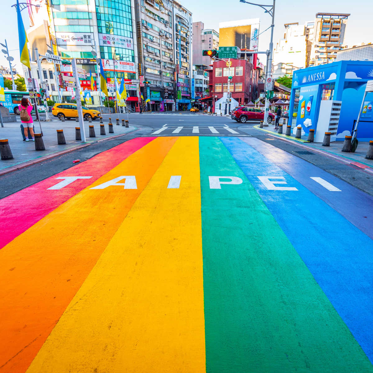 Rainbow sidewalk in Taipei