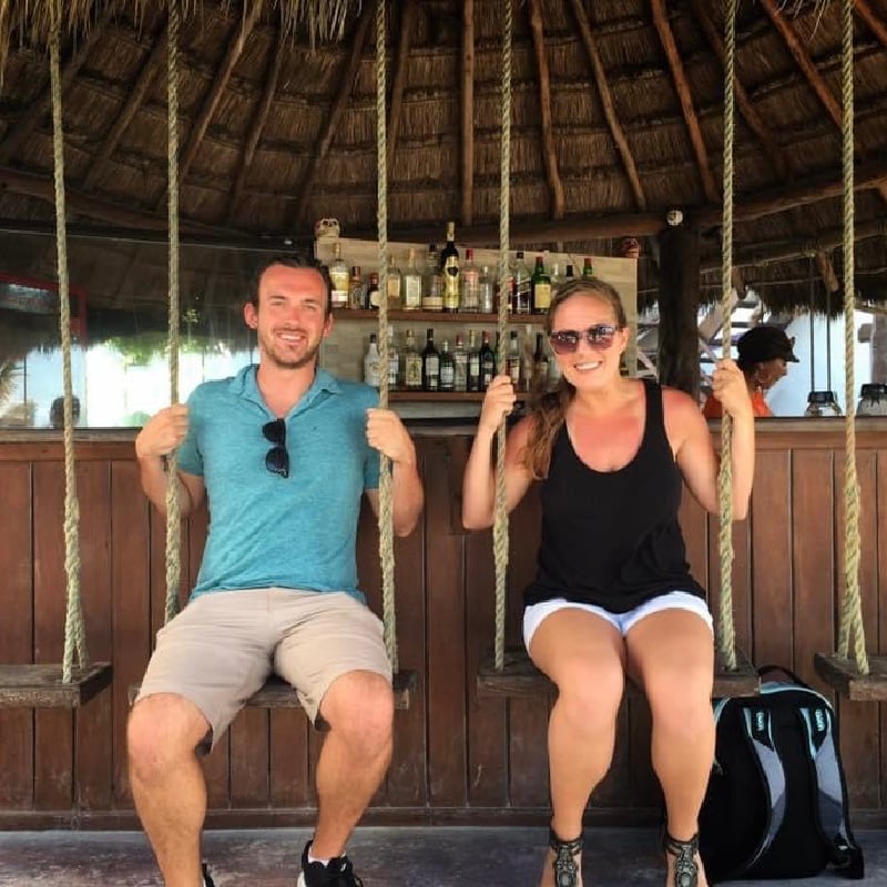 Swinging at Yaya Beach in Mahahual