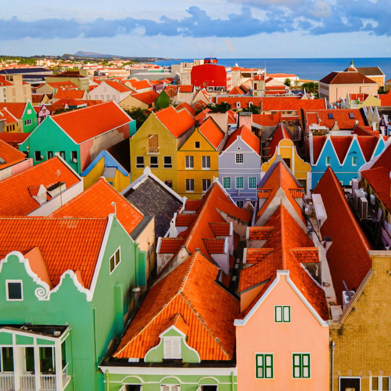 Colorful Houses Of Willemstad, Curacao, Dutch Caribbean