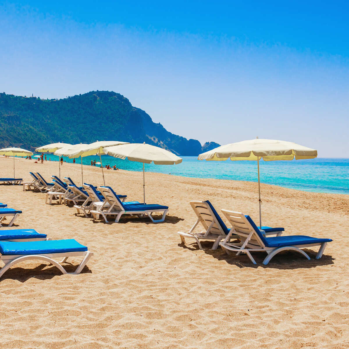 View Of A Beach Zone In Antalya, Turkiye, Mediterranean Sea