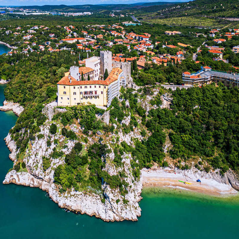 Aerial View Of A Beach Zone In Trieste, Italy