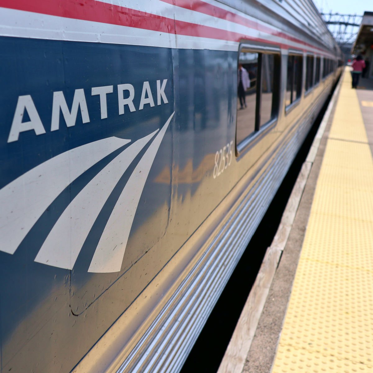 Amtrak train at station