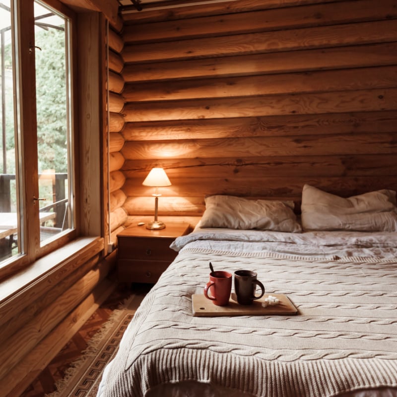 Bedroom of rustic Bed & Breakfast