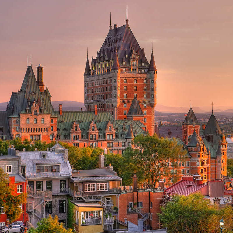 Fontenac Castle Hotel In Old Quebec, Quebec City, Canada, North America