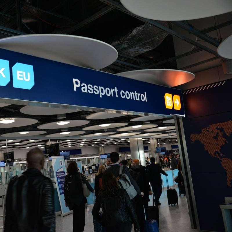 Immigration Queue For Border Control In Europe