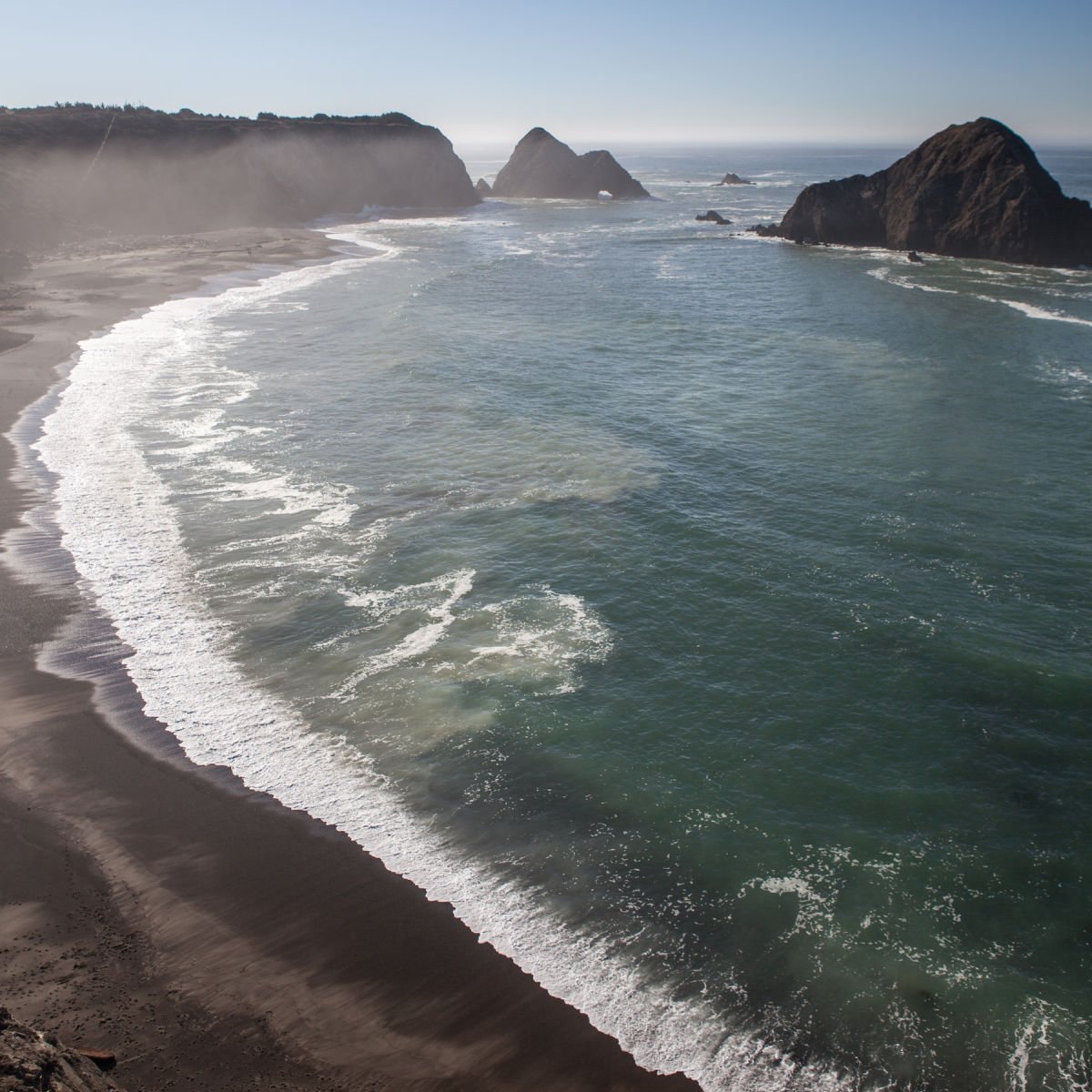 Waves crashing upon Elk, CA beach