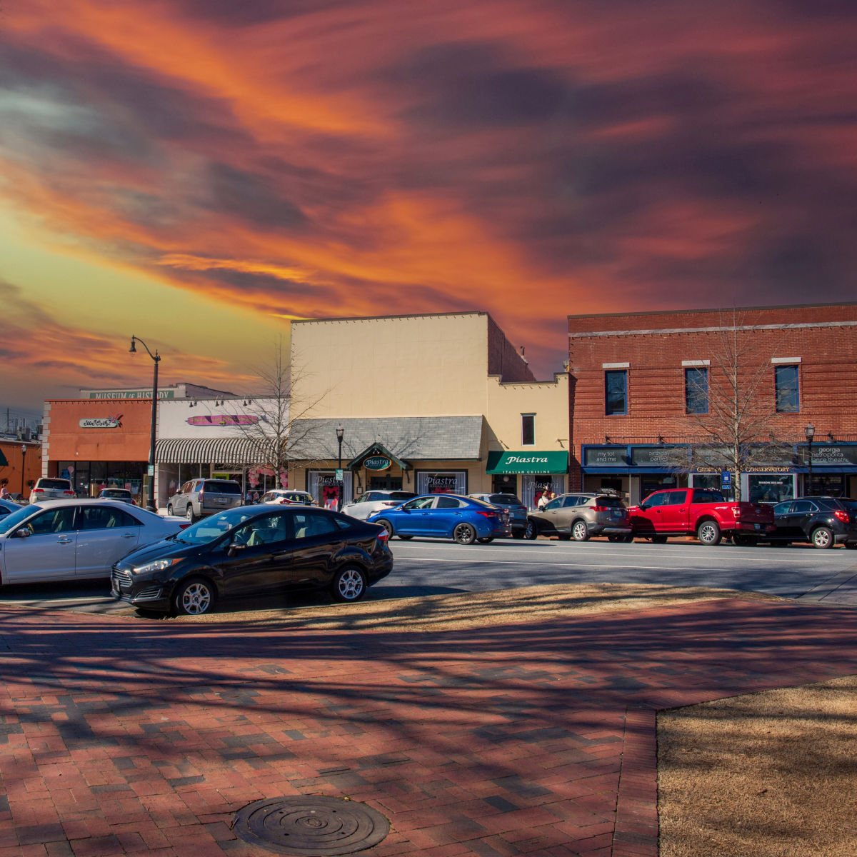 Downtown Marietta at twilight