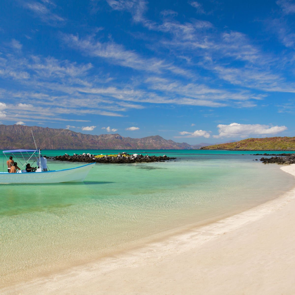 Fishermen on Loreto's turquoise waters