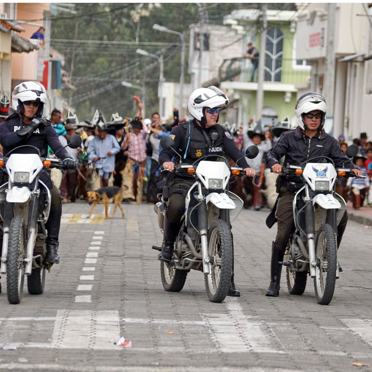 Police on motorcycles in Ecuador