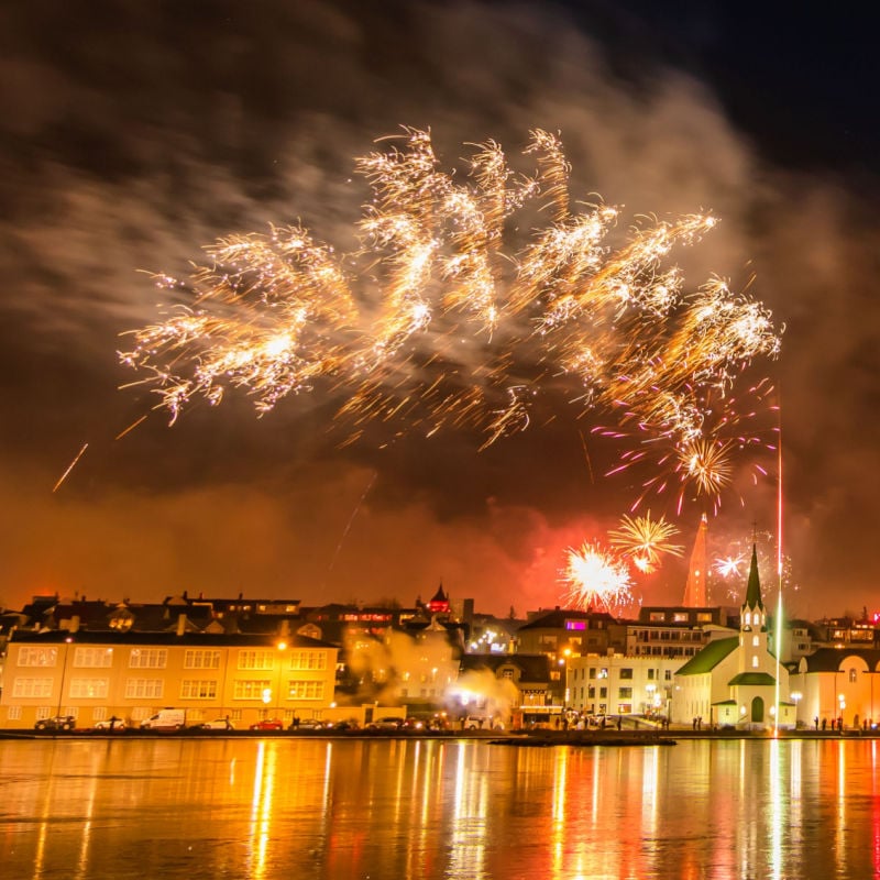 fireworks in Reykjavik, Iceland