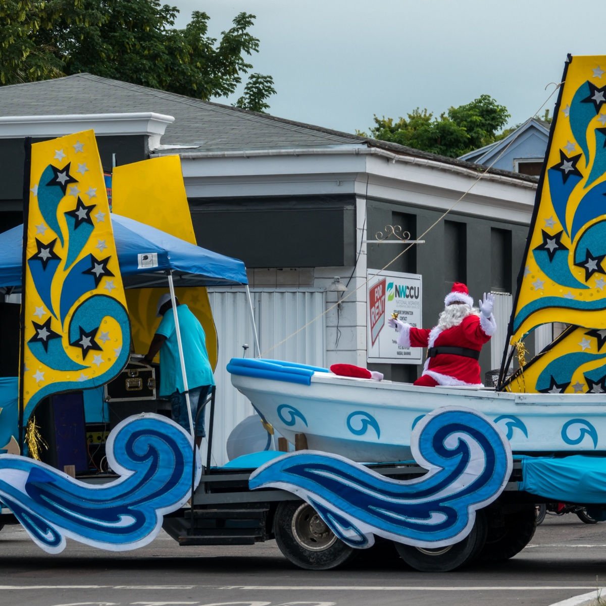 Santa on a float in Nassau, the Bahamas 